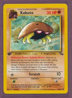 1999 Pokemon First Edition Fossil Kabuto 50/62!! - Image 1