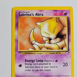 2000 Pokemon Gym Heroes Sabrina’s Abra 91/132 WOTC Vintage Common Psychic Card - Image 2