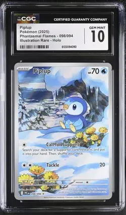 Piplup *CGC 10* Illustration Rare *Phantasmal Flames* #98 * Pokemon - Image 1
