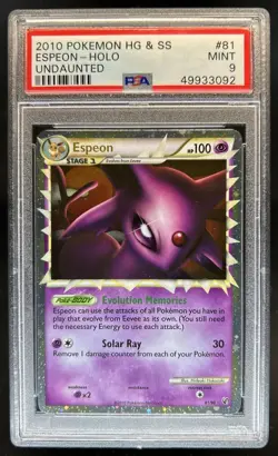 2010 Pokemon HeartGold & SoulSilver Undaunted Espeon Holo #81/90 PSA 9 - Image 1
