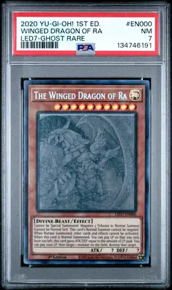 The Winged Dragon Of Ra LED7-EN000 1st Edition-ghost Rare Yugioh PSA 7 *191 - Image 1
