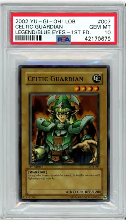 Celtic Guardian LOB-007 Super Rare WAVY 1st Edition Yugioh PSA 10 *679 - Image 1