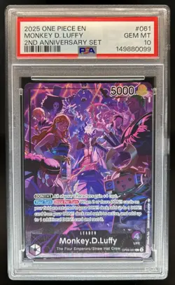 2025 One Piece EN Monkey D. Luffy 2nd Anniversary Set #OP09-061 PSA 10 GEM MINT - Image 1