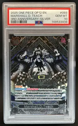 2025 One Piece OP12 Marshall.D.Teach Special Alt Art Silver #OP09-093 PSA 10 - Image 1