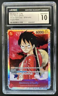2022 One Piece Monkey D. Luffy Straw Hat Crew Super Rare #ST01-012 CGC 10 GEM - Image 1