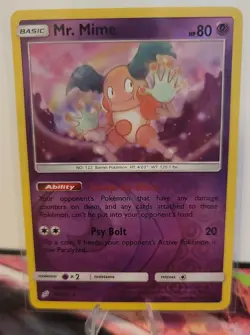 Mr. Mime Rare Reverse Holo Card 66/181 Sm-Team Up Pokemon TCG - Image 1