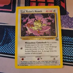 Team Rocket's Meowth 18 Black Star PROMO WOTC Rare Pokemon Card 1999 - Image 1