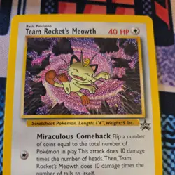 Team Rocket's Meowth 18 Black Star PROMO WOTC Rare Pokemon Card 1999 - Image 4