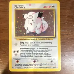 Pokemon TCG Clefairy Base Set Holo Rare 40 HP Card 5/102 English - Image 1