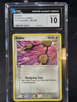 Doduo 45/106 2005 EX Emerald Pokemon Card CGC 10 - Image 1