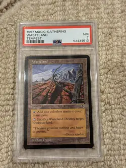 1997 MTG Magic the Gathering Card Tempest Wasteland PSA 7 - Image 1