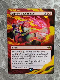 Raphaels Technique 105 MTG Teenage Mutant Ninja Turtles Hand Painted Altered Art - Image 1