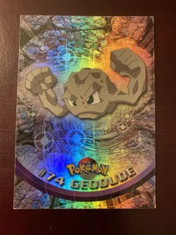 1999 Geodude #74 Topps Pokemon Holo Foil Blue Logo TV Series 1 Card - Image 1