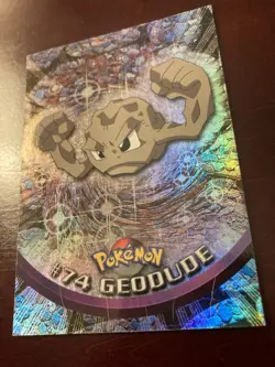 1999 Geodude #74 Topps Pokemon Holo Foil Blue Logo TV Series 1 Card - Image 2