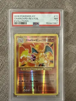 2016 POKEMON XY EVOLUTIONS #11 CHARIZARD-REVERSE FOIL PSA 7 - Image 1