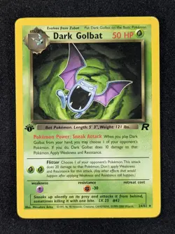 2000 Pokemon DARK GOLBAT #24/82 Team Rocket 1st Edition Rare English - Image 1