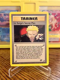 Pokemon TCG Gym Challenge Lt. Surge’s Secret Plan 107/132 NM WOTC Unlimited RARE - Image 1