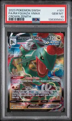2023 POKEMON SWORD & SHIELD CROWN ZENITH #101 FULL ART/RAYQUAZA VMAX PSA 10 - Image 1