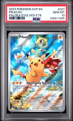 2023 POKEMON SVP EN-SV BLACK STAR PROMO #027 PIKACHU PSA 10 - Image 1