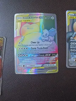 NM | Pokemon Eevee & Snorlax GX 171/181 Sm-Team Up Ultra Rare Full Art Holo - Image 1