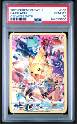 2023 Pokemon Pikachu #160 Crown Zenith Secret Rare Sword Shield PSA 10 Gem Mint - Image 1