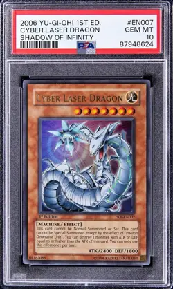2006 EN007 Cyber Laser Dragon 1st Ed Shadow Infinity Ultra Rare Yu-Gi-Oh! PSA 10 - Image 1