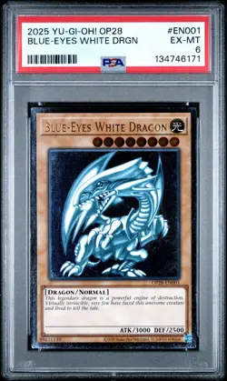 Blue Eyes White Dragon Op28-EN001 Ultimate Rare Yugioh PSA 6 *171 - Image 1