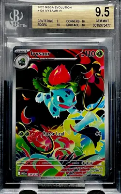 IVYSAUR RARE HOLO FULL ART REFRACTOR FOIL POKEMON Graded CARD TCG GRADED BGS 9.5 - Image 1
