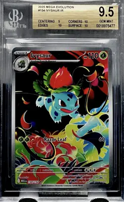 IVYSAUR RARE HOLO FULL ART REFRACTOR FOIL POKEMON Graded CARD TCG GRADED BGS 9.5 - Image 3