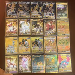 Pokemon TCG Hyper Rare Gold 20 Card Lot NM - Including Mew, Zapdos & More - Image 1