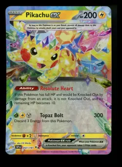 Pikachu ex 057/191 Surging Sparks 2024 Rare Holo Pokemon Card TCG - Image 1
