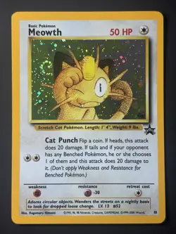 SWIRL Meowth 10 GB Promo Holo Swirl Gameboy Pokemon Card WOTC Wizards 2000 NM - Image 1