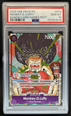 2025 One Piece Monkey.D.Luffy Bandai Card Games Fest #OP07-073 PSA 10 GEM MINT - Image 1