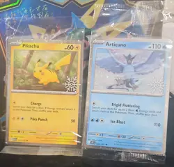 Pokemon Sealed Pikachu Articuno Snowflake SV Set Card Lot 025/165 032/159 Holo - Image 1