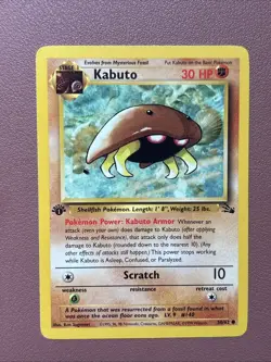 Pokemon TCG Kabuto Fossil 1st Edition Common Card 50/62 Regular LP Condition - Image 1