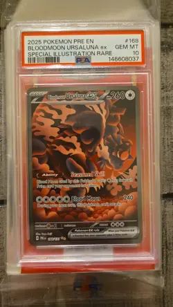 Pokemon TCG Bloodmoon Ursaluna EX Prismatic Evolutions Card 168/131 PSA 10 SIR - Image 1