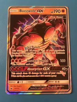 Buzzwole GX 57/111 Crimson Invasion Full Art Ultra Rare NM + 2 FREE BONUS CARDS - Image 1