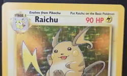 Vintage Pokemon TCG Fossil WoTC Raichu Holo Rare Card #14/62 LP - Image 2