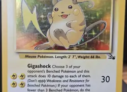 Vintage Pokemon TCG Fossil WoTC Raichu Holo Rare Card #14/62 LP - Image 3