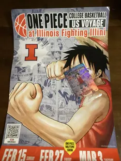 Monkey.D.Luffy P-055 One Piece College Basketball US Voyage Card & Poster ILLINI - Image 3