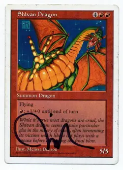 Shivan Dragon 5th Edition Signed Melissa Benson Magic The Gathering MTG - Image 1