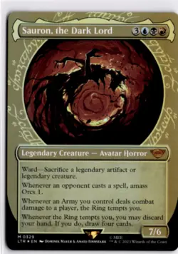 MTG LTR *Foil Sauron, the Dark Lord (Showcase) 329 M NM Lord of The Rings Magic - Image 1