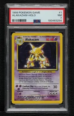 Pokemon Alakazam 1/102 Base Set Holo Rare PSA 7 English 1999 Ken Sugimori - Image 1