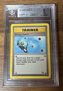 Energy Search 59/62 Pokemon - 1999 Fossil Set, BGS 8 - Image 1