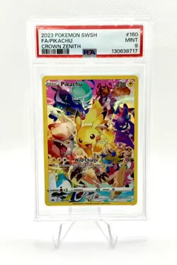 2023 Pokemon SWSH Full Art FA Pikachu Crown Zenith 160/159 PSA 9 MINT - Image 1