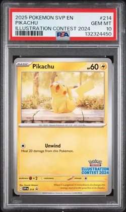 PSA 10 Pokemon TCG Pikachu 214 Black Star Promo 2025 Illustration Contest - Image 1