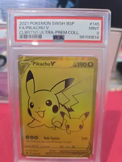 Pokemon TCG Pikachu V SWSH145 SWSH: Sword & Shield Promo Black Star PSA 9 Foil - Image 1