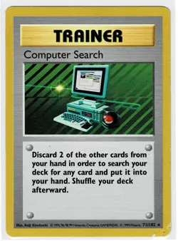 Computer Search 71/108 Pokemon Base Set Shadowless Rare Trainer HP - Image 1