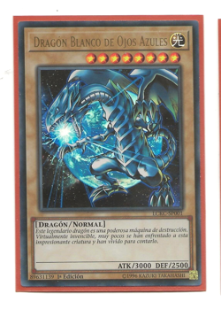 BLUE-EYES WHITE DRAGON YuGiOh LCKC-EN001 Spanish World Art UR 1st NM SP001 - Image 1