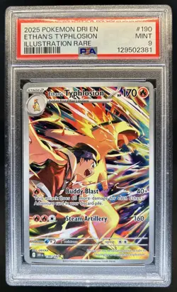 2025 Pokemon Destined Rivals Ethan's Typhlosion Illustration Rare #190/182 PSA 9 - Image 1
